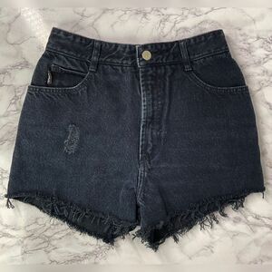 Bongo Vintage Black Custom Distressed Cutoff Denim Jean Shorts 7